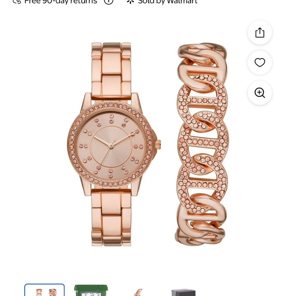 Time and Tru Gold Watch with Crystal Accents